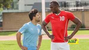 Usain Bolt gives Sergio Agüero a unique lesson of speed ahead of the Manchester Derby