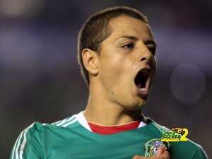 Mexico's Javier "Chicharito" Hernandez celebrates his goal against Serbia during a friendly match in Queretaro