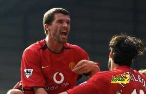 Roy Keane of Manchester United celebrates Solskjaer's goal