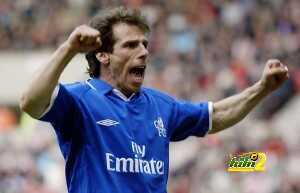 Gianfranco Zola of Chelsea celebrates scoring the equalising goal