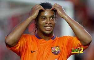 Barcelona's Brazilian Ronaldinho reacts