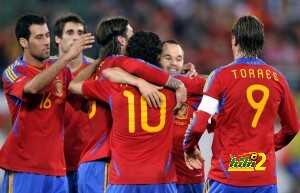 Spain's players (L to R) Sergio Busquet,