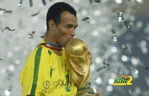 Brazil's team captain and defender Cafu kisses the