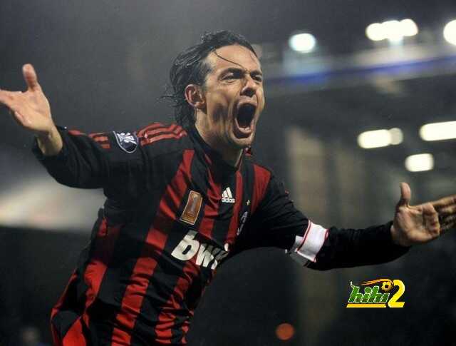 AC Milan's Inzaghi celebrates scoring against Portsmouth during UEFA Cup match in Portsmouth