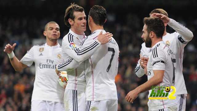 MADRID, SPAIN - MARCH 15:  Gareth Bale of Real Madrid celebrates with Cristiano Ronaldo after scoring Real's 2nd goal during the La Liga match between Real Madrid CF and Levante UD at Estadio Santiago Bernabeu on March 15, 2015 in Madrid, Spain.  (Photo by Denis Doyle/Getty Images)