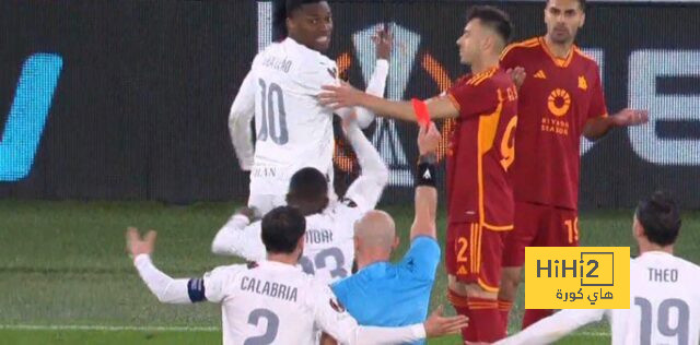 شيليك يتعرض للطرد في مباراة روما وميلان