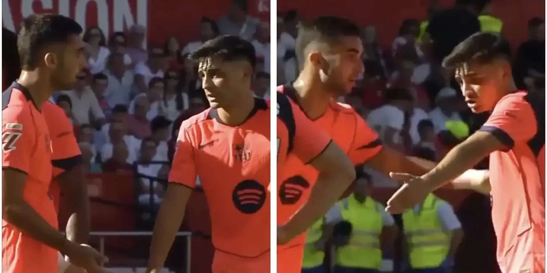 شاهد بالصور.. مشادة كلامية بين بيدري وتوريس أمام إشبيلية!
