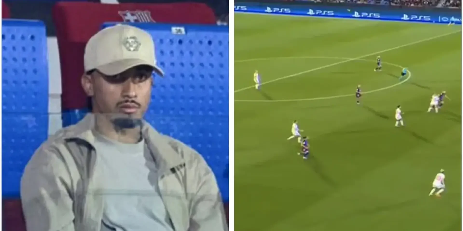 رافينيا يحضر مباراة برشلونة للسيدات أمام البايرن