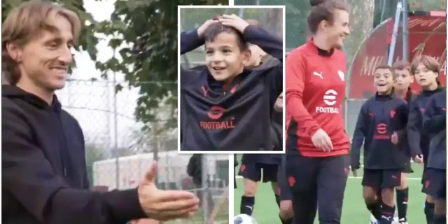 مودريتش قام بزيارة مفاجئة إلى أكاديمية ميلان.. شاهد رد فعل الأطفال!