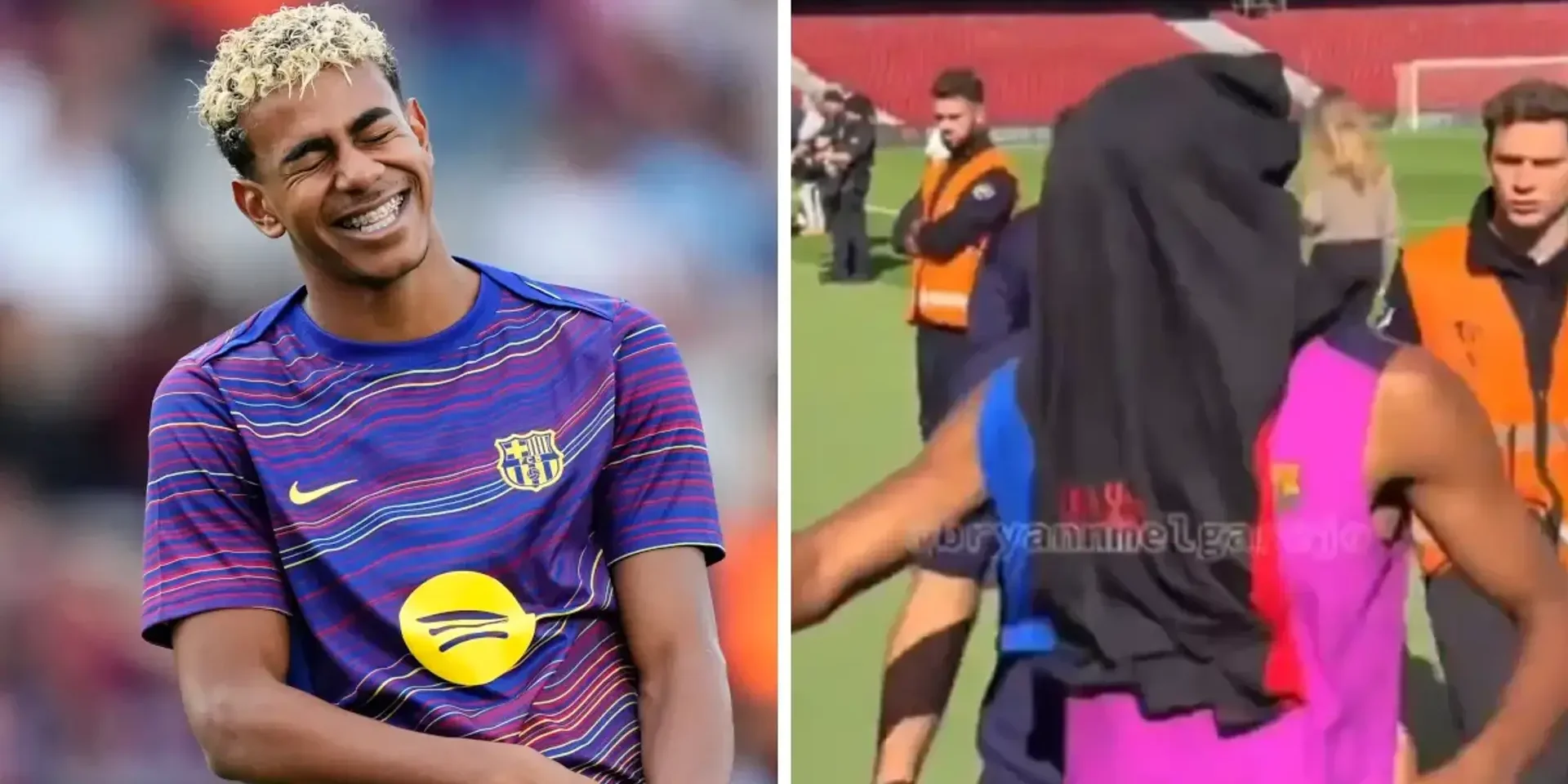 كيف تصرف لامين يامال بعد القاء قميص على وجهه من كامب نو؟