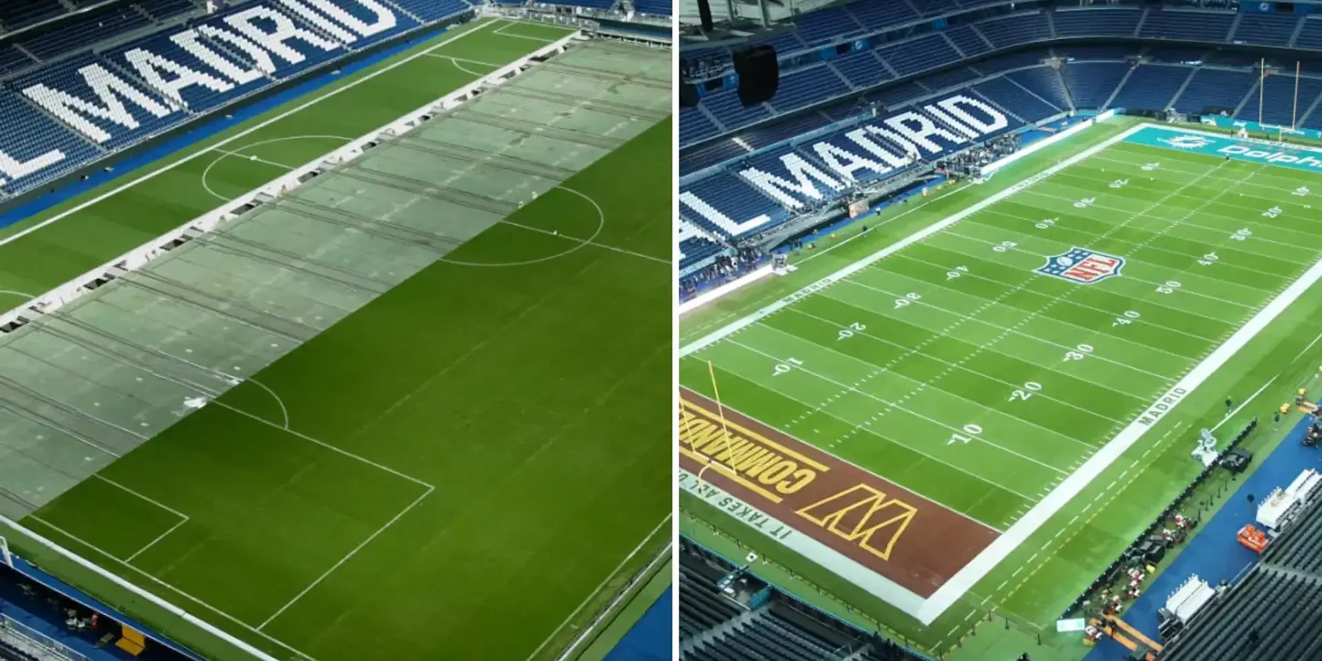 صورة: ملعب سانتياغو بيرنابيو يتحول لملعب كرة قدم أمريكية