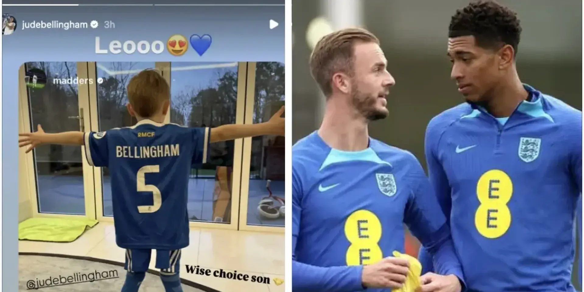 نجل نجم منتخب إنجلترا يرتدي قميص ريال مدريد