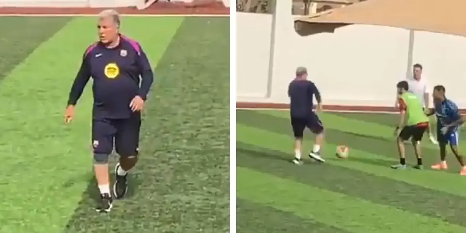 لابورتا وديكو يشاركان في مباراة ودية مع الجماهير قبل نهائي السوبر