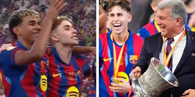 فيرمين لوبيز يقود هتافات لاعبي برشلونة المسيئة ضد ريال مدريد