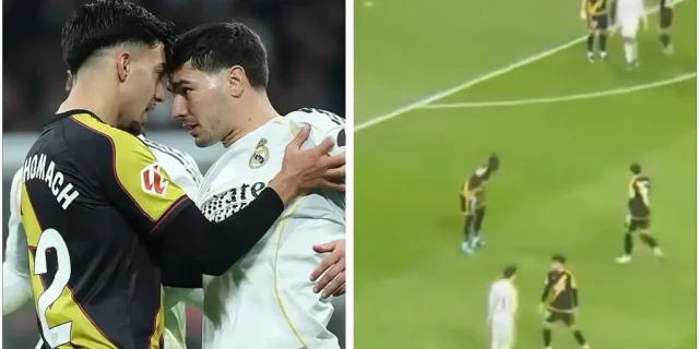 صور: دياز كاد أن يتشاجر مع لاعب مغربي في مباراة الريال وفاليكانو!