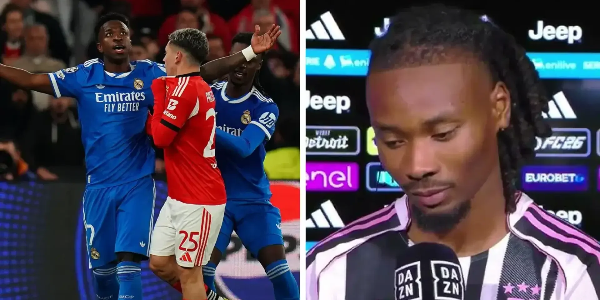 لاعب يوفنتوس يدافع عن فينيسيوس ضد العنصرية